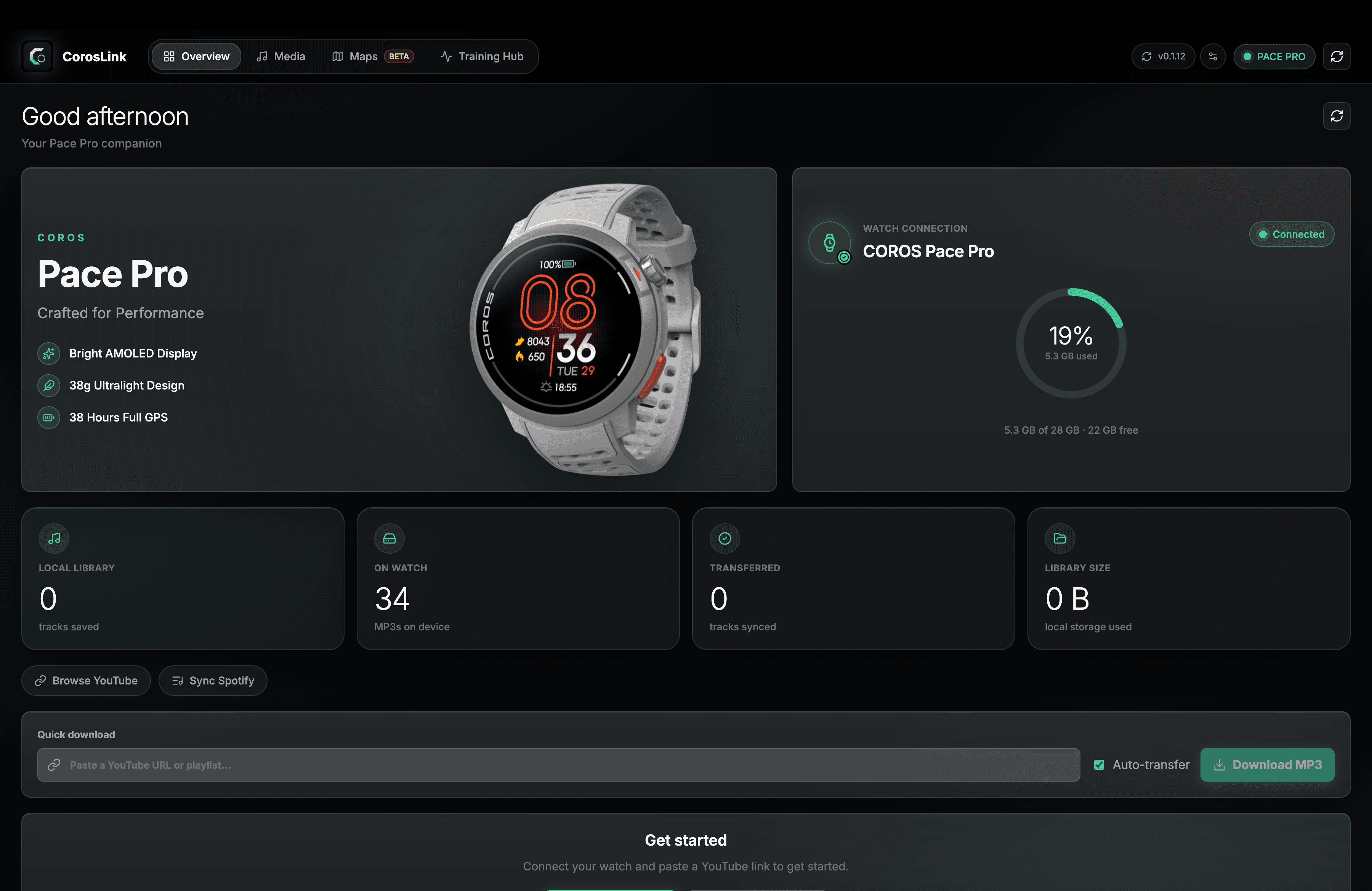 CorosLink overview dashboard